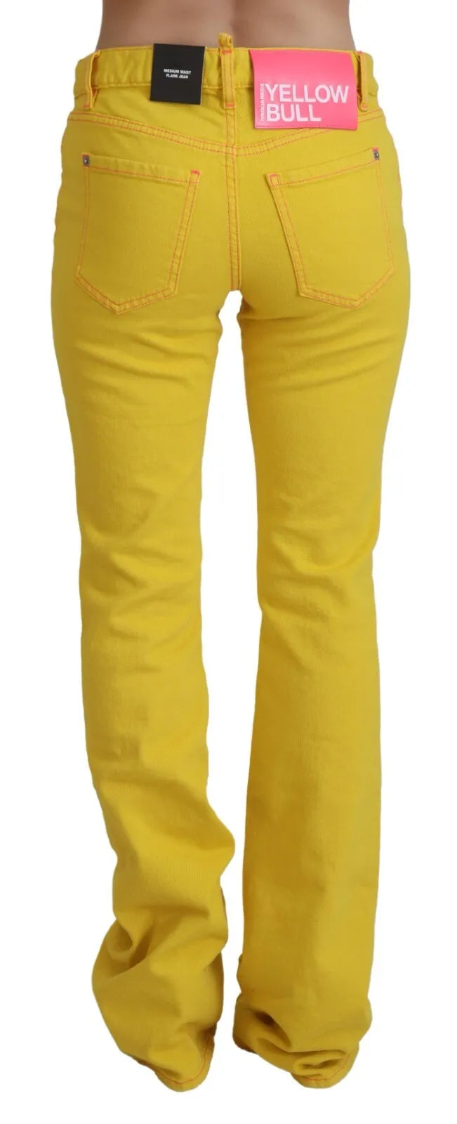 Dsquared² Sarı pamuklu orta bel kot pantolon